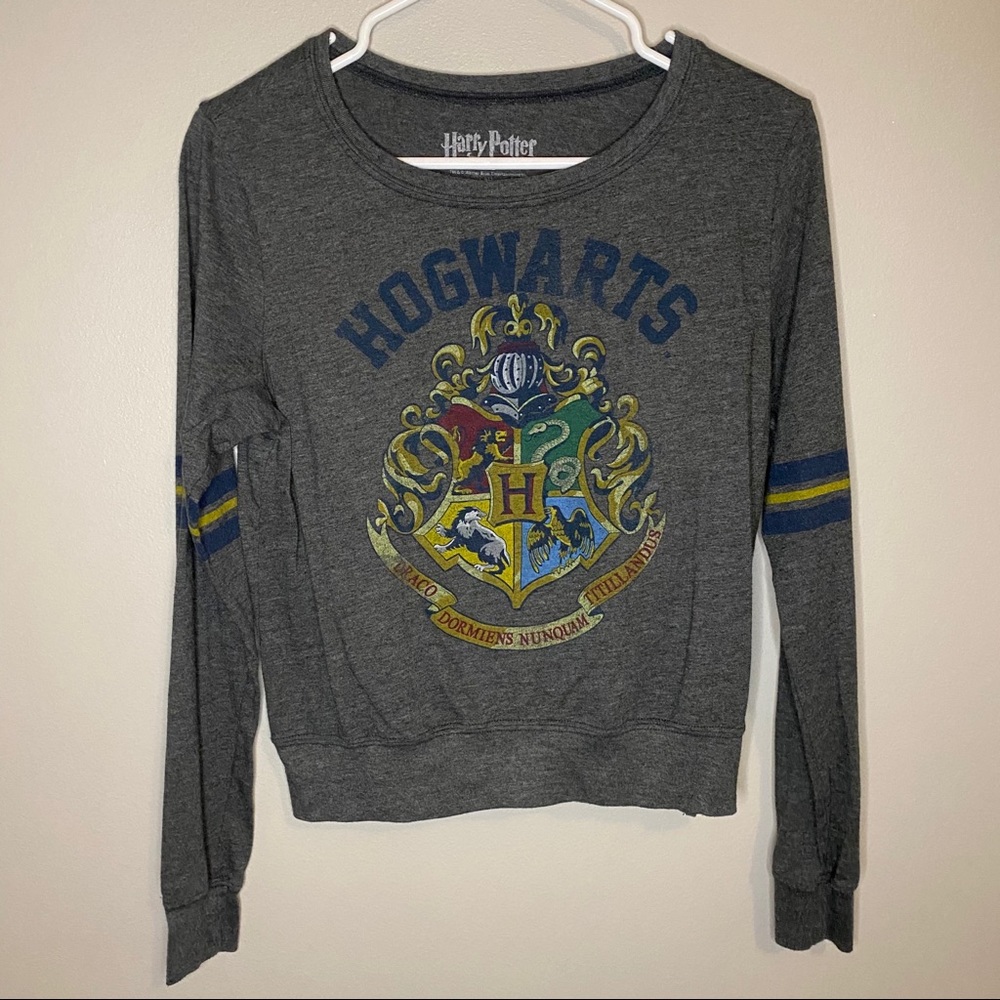Harry Potter Hogwarts Long Sleeved Tee Gray Medium